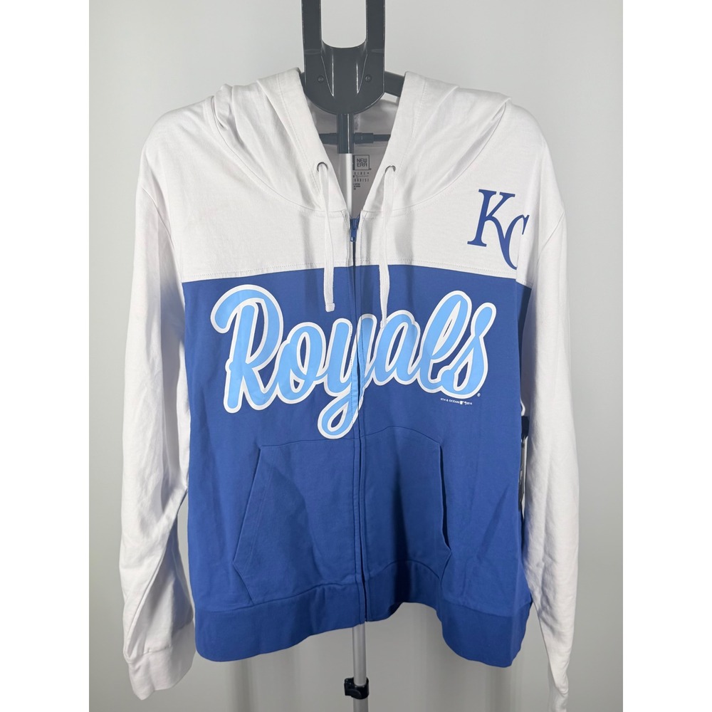 New Era Kansas City Royals MLB Zip Up Hoodie Blue White Colorblock Mens 3X NWT